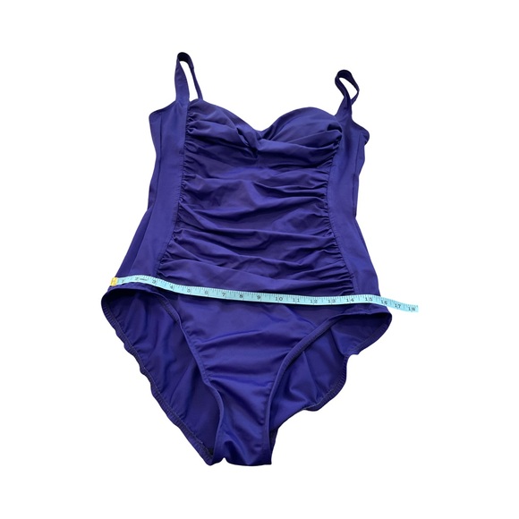 Trimshaper Ruched Purple One Piece Swimsuit 14 Slimming Adjustable Straps - Picture 4 of 10